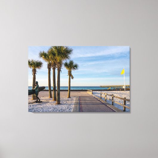 Verharde loopbrug naar Pensacola Beach Canvas Afdruk (Voorkant)