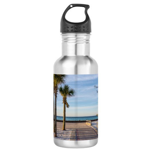 Verharde loopbrug naar Pensacola Beach Water Bottl Waterfles (Voorkant)