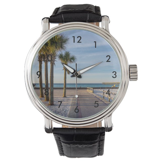 Verharde loopbrug naar Pensacola Beach Wrist Watch Horloge (Voorkant)