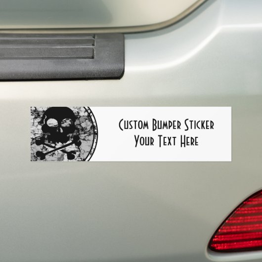 Verharde schedel en kruisgraten Silhouette B&W Bumpersticker (Op auto)