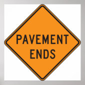 Verharding beëindigt verkeersbord verkeerswaarschu poster (Voorkant)