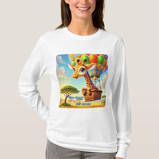 Verhef je boven de stress Giraffe Heet Lucht Ballo T-shirt (Voorkant)
