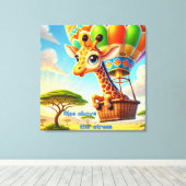 Verhef je boven de stress - Opbeurende Giraffe Canvas Afdruk (Insitu (Houten vloer))