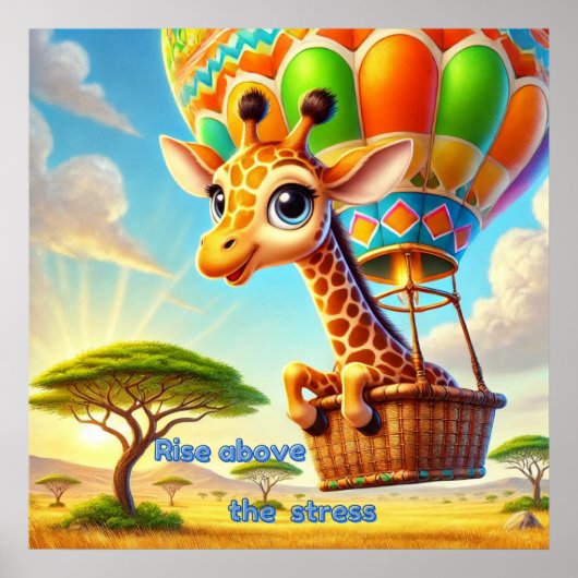 Verhef je boven de stress - Opbeurende Giraffe Poster (Voorkant)