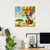 Verhef je boven de stress - Opbeurende Giraffe Poster (Thuiskantoor)