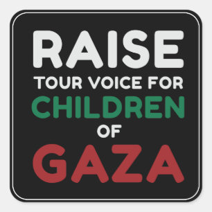 Verhef je stem voor de Kinderen van Gaza Zwart Vierkante Sticker