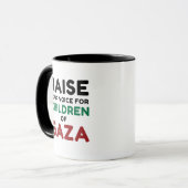 Verhef uw stem voor de kinderen van Gaza Mok (Voorkant links)