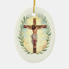 Verheffing van het Kruis Vrede en Zegen Gods  Keramisch Ornament