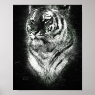 Verhelderende Tiger Head Deep Sketch Line Art Poster