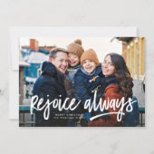 Verheug je altijd op één religieuze kerstfoto feestdagenkaart (Voorkant)