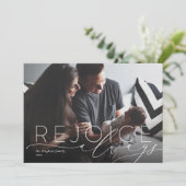 Verheug je altijd op religieuze geboorte aankondig feestdagenkaart (Staand voorkant)