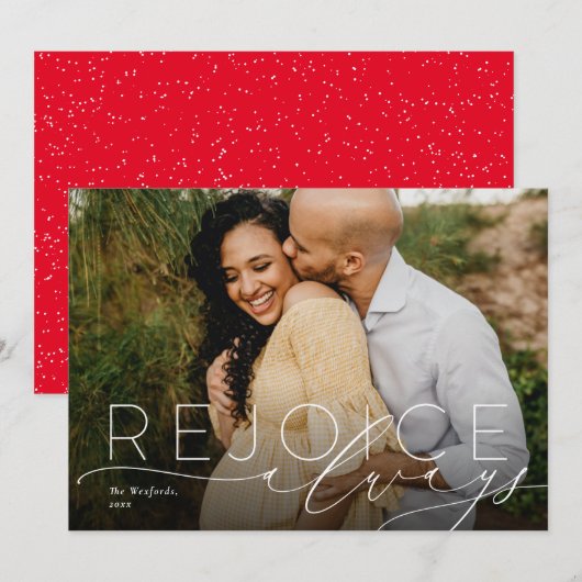 Verheug je altijd op religieuze kerstkaart (Voorkant / Achterkant)