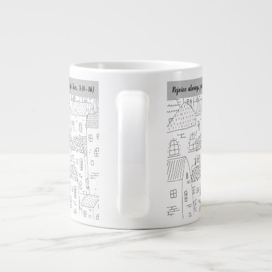 Verheug je altijd zwart wit dorp 20 oz Mok (Achterkant)