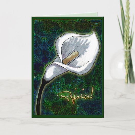 Verheug je! Elegante Pasen Calla Lily gepersonalis Feestdagen Kaart (Voorkant)