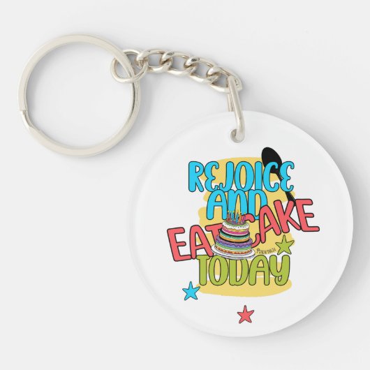Verheug je en eet taart vandaag - Psalm 118:24 Sleutelhanger (Voorkant)