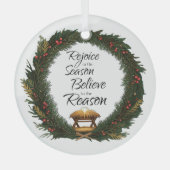 Verheug je en geloof de geboorte glas ornament (Voorkant)