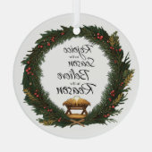 Verheug je en geloof de geboorte glas ornament (Achterkant)