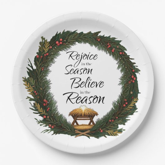 Verheug je en geloof de geboorte papieren bordje (Voorkant)