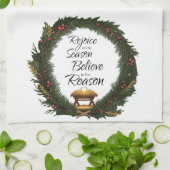 Verheug je en geloof de geboorte theedoek (Gevouwen)