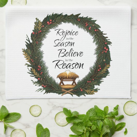 Verheug je en geloof de geboorte theedoek (Gevouwen)