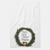 Verheug je en geloof de geboorte theedoek (Verticaal)