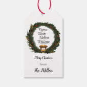 Verheug je en geloof gepersonaliseerde geboorte cadeaulabel (Voorkant)