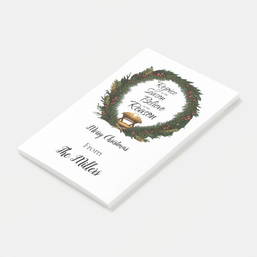 Verheug je en geloof gepersonaliseerde geboorte post-it® notes (Schuin)