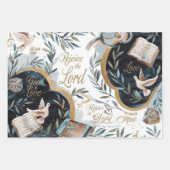 Verheug je en vertrouw: duif en bijbelsymboliek inpakpapier vel (Voorkant 2)