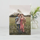 Verheug je en wees blij met de moderne perzik feestdagenkaart (Staand voorkant)