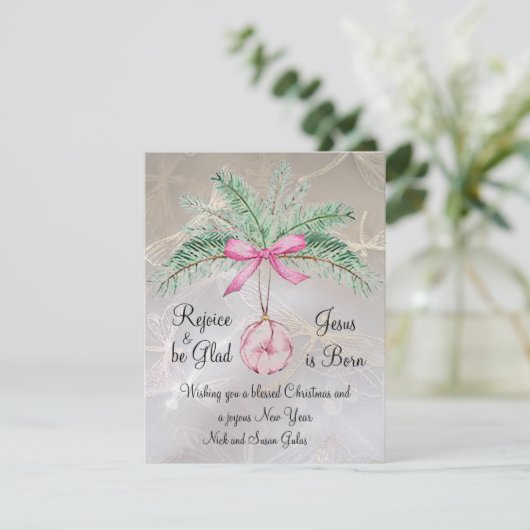 Verheug je en wees blij met platte kerst Kaart (Staand voorkant)