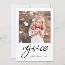 Verheug je en wees blij religieuze kerst fotokaart feestdagenkaart