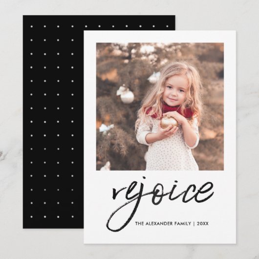 Verheug je en wees blij religieuze kerst fotokaart feestdagenkaart (Voorkant / Achterkant)