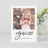 Verheug je en wees blij religieuze kerst fotokaart feestdagenkaart (Staand voorkant)