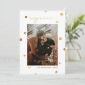 Verheug je. Gouden polka stippen religieuze Kerstm Feestdagenkaart (Staand voorkant)