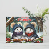 Verheug je KJV Bible Schattige Christmas Mice Chri Feestdagenkaart (Staand voorkant)