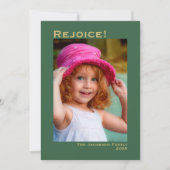 Verheug je! Minimalistische groene foto Kerstmis Feestdagenkaart (Voorkant)