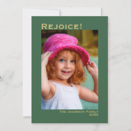 Verheug je! Minimalistische groene foto Kerstmis Feestdagenkaart