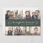 Verheug je op religieuze kerstfoto collage groen feestdagenkaart (Voorkant)