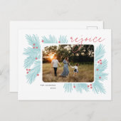 Verheug je over kerstboomtakken en bessen feestdagenkaart (Voorkant / Achterkant)