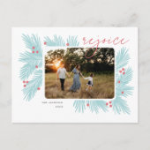 Verheug je over kerstboomtakken en bessen feestdagenkaart (Voorkant)