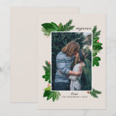 Verheug je. Winter bloemendennen / Religieuze Kers Feestdagenkaart (Voorkant / Achterkant)