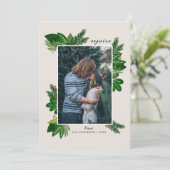 Verheug je. Winter bloemendennen / Religieuze Kers Feestdagenkaart (Staand voorkant)