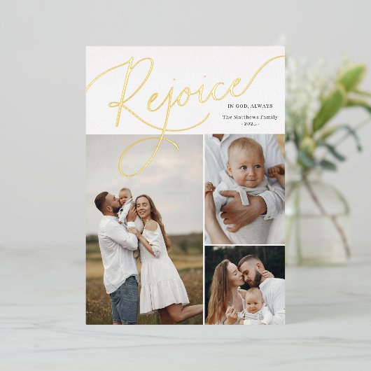 Verheug Script Fotocollage Folie Kerst Kaart (Staand Voorkant)