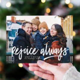 Verheug u altijd religieuze één foto Kerstmis Feestdagenkaart