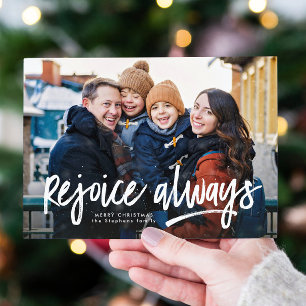 Verheug u altijd religieuze één foto Kerstmis Feestdagenkaart
