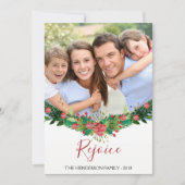 Verheug u - Christmas Garland Script Photo Card Feestdagenkaart (Voorkant)