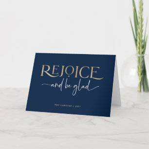 Verheug u Elegante nepgoud Religieuze Kerst Feestdagen Kaart