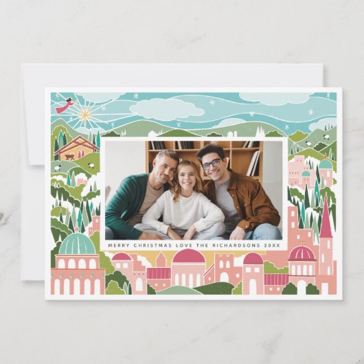 Verheug u in Bethlehem Religieuze Kerstfoto Feestdagenkaart (Voorkant)