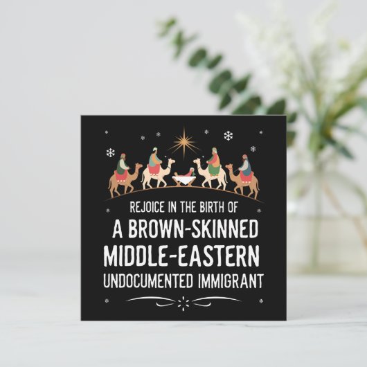 Verheug u in de geboorte van een bruine midden kaart (Staand voorkant)