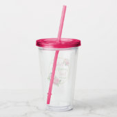 "Verheug U in de Heer" Fuchsia Roze Acryl Drinkbeker (Achterkant)